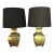 Vintage 1970s Hollywood Regency Brass Urn Table Lamps With Black Shades - A Pair For Sale