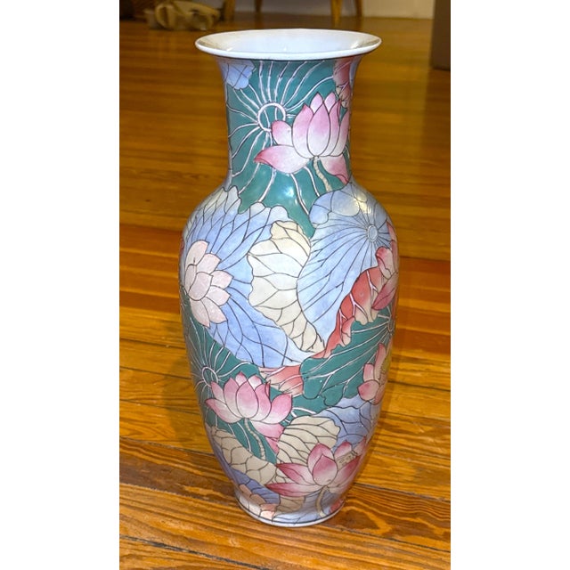 Vintage Chinese Water Lily Vase For Sale - Image 4 of 11