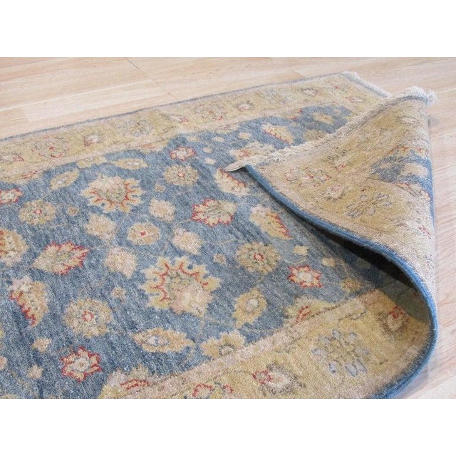Standard Size Blue Hand-Knotted Wool Floral Field Serenity Traditional Rug For Sale - Image 4 of 5