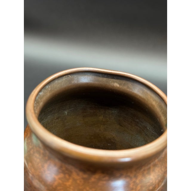 Copper 1912 Otto Heinz Sterling Silver on Bronze Vase, Signed For Sale - Image 8 of 11