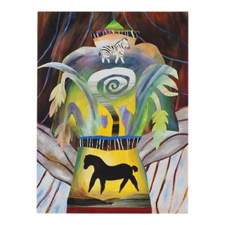 Late 20th Century Joan Curtis Original Mixed-Media Acrylic Collage on Panel For Sale