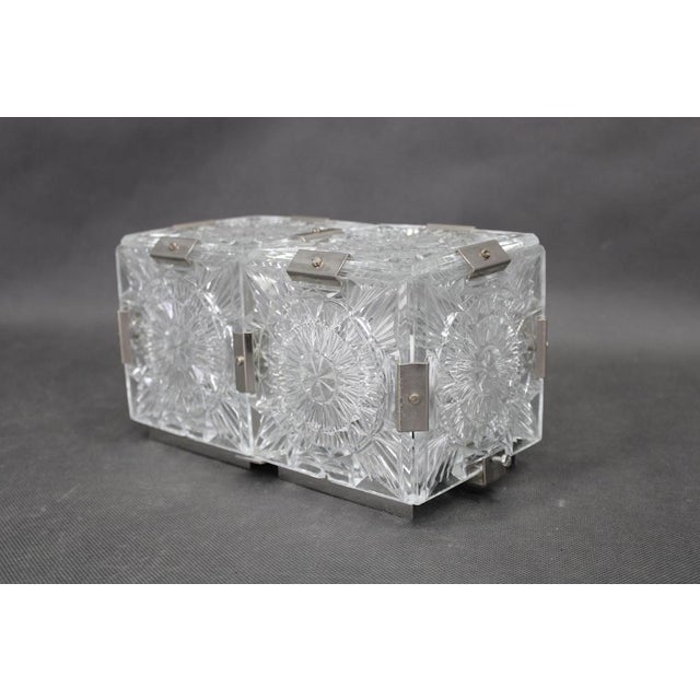 Metal Mid-Century Czech Glass Wall Lights from Kamenický Šenov, 1970s, Set of 2 For Sale - Image 7 of 12