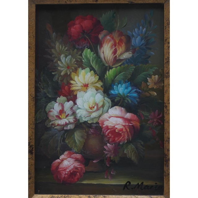 Paint 1980s Pair of Floral Still Life Oil on Board Paintings - Signed For Sale - Image 7 of 14