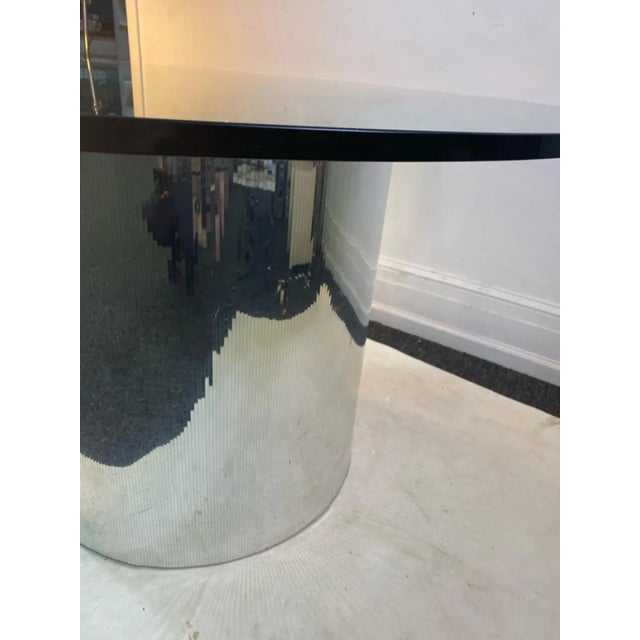 Silver 1970s Italian Modern Mirrored & Glass Cylinder Dining Table For Sale - Image 8 of 9
