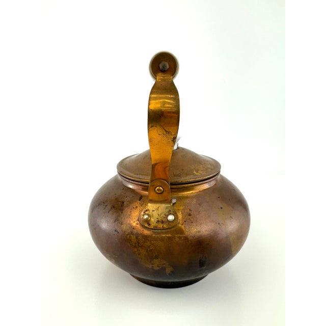 Copper Antique Style Copper Tea Kettle With Blue & White Porcelain Handle For Sale - Image 8 of 9