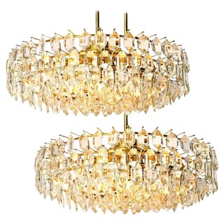 Brass and Crystal Glass Chandeliers from Bakalowits & Söhne, 1960s, Set of 2 For Sale
