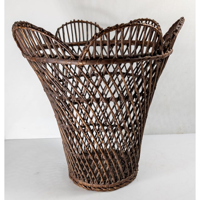 Mid 20th Century 20th Century American Primitive Rustic Willow Woven Decorative Basket For Sale - Image 5 of 14