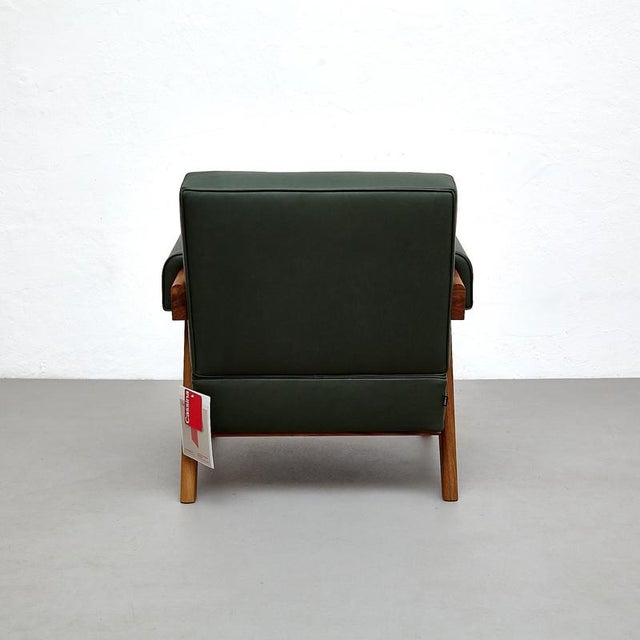Wood 053 Capitol Complex Leather Armchair by Pierre Jeanneret for Cassina For Sale - Image 7 of 16