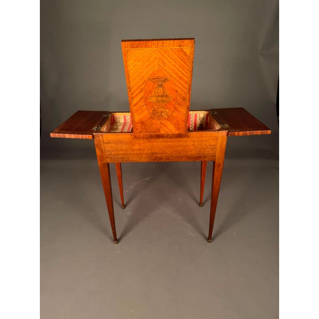 19th Century French Louis XVI Style Inlaid Mahogany Vanity With Mirror, Circa 1870 For Sale - Image 17 of 18