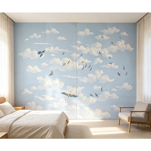 Beautiful hand-painted panoramic scenic mural with exquisite hand-drawn details. This artwork brings elegant artistic...