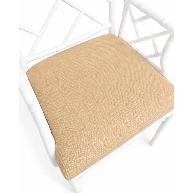 Ornamental & Decorative Materials Vintage Chinese Chippendale Faux Bamboo Armchair in High-Gloss White For Sale - Image 7 of 7