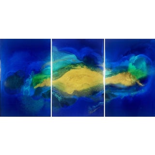 Beyond Sight by Ana Hefco | Resin on Cradled Wood Panels Abstract Ocean Landscape For Sale