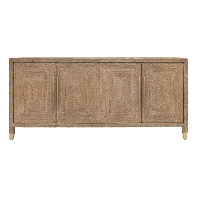 Matthew Izzo Home Casey Wrapped Rope Four Door Buffet With Satin Brass Door Pulls and Footcaps For Sale