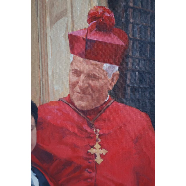 Gold Late 20th Century Frank Cannas Large Signed Original First Communion Procession Oil on Linen, Framed For Sale - Image 8 of 18