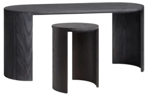Airisto Side Table and Bench in Stained Black by Made by Choice, Set of 2