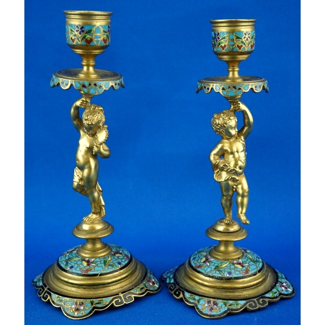 Triptych Inkwell and Candleholders in Gilded Bronze and Onyx Marble, Set of 3 For Sale - Image 6 of 18