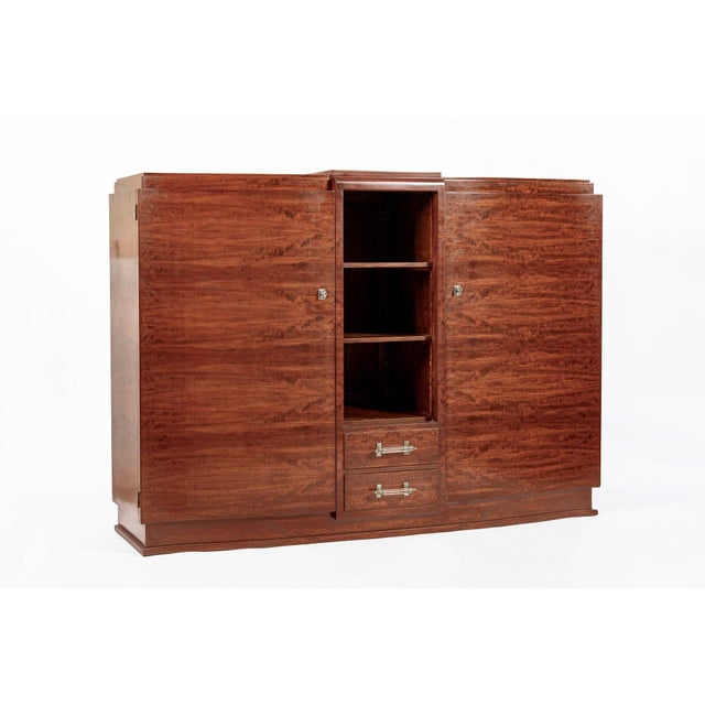 Antique Art Deco Tall Mahogany Wood Storage Cabinet or Bar Cabinet 1940s For Sale - Image 17 of 17
