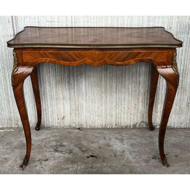 Early 20th Century French Marquetry Bronze Ormolu Mounted Center or Desk Table For Sale - Image 18 of 18