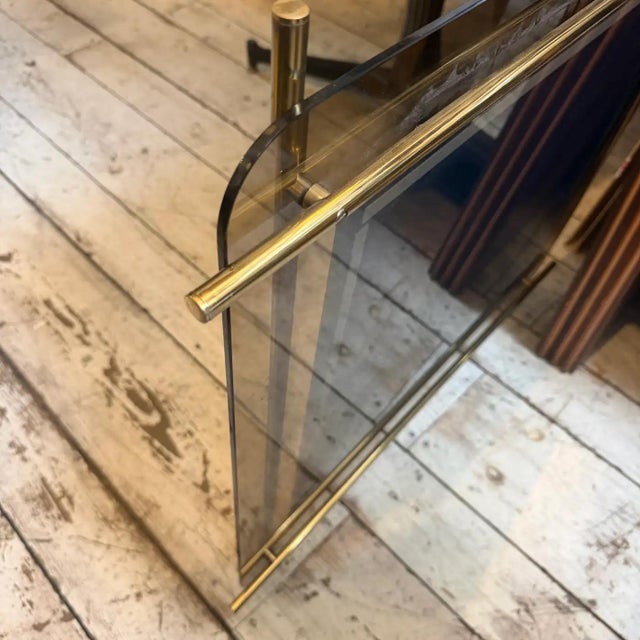 1970 Mid-Century Modern Smoked Glass and Brass Square Wall Mirror by Renato Zevi For Sale - Image 10 of 18