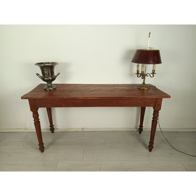 Rustic Burgundy Patinated Console Table For Sale - Image 9 of 18