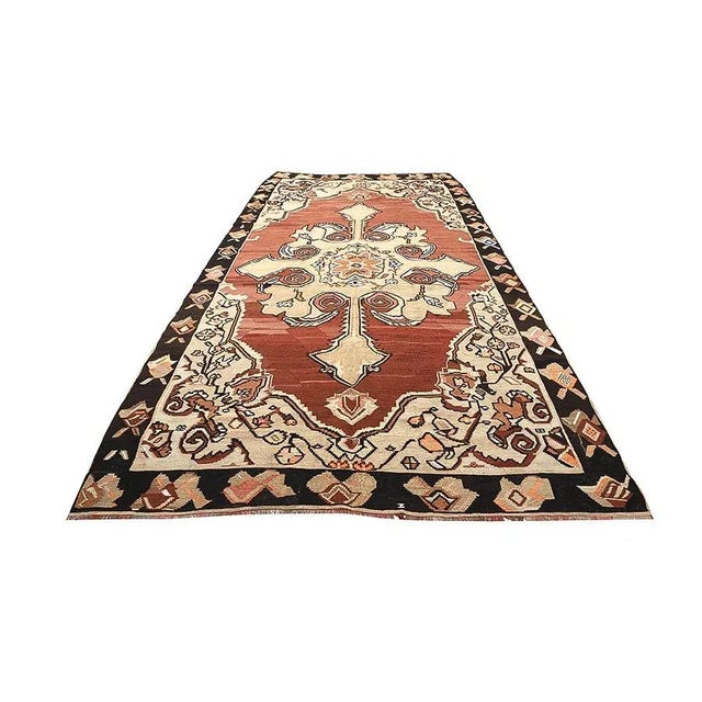 Vintage Handwoven decorative kilim rug from Kars region of Turkey.Approximately 50-60 years old. In very good condition.
