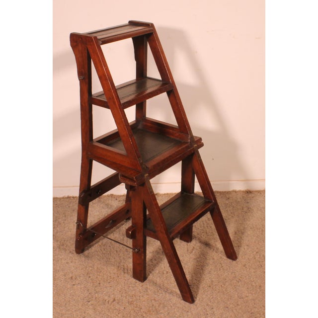 Antique Wooden Library Stepladder For Sale - Image 11 of 14
