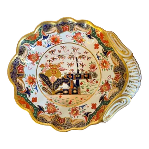 Antique Early 19th Century Spode 967 Imari Porcelain Sea Shell Shaped Shrimp Dish
