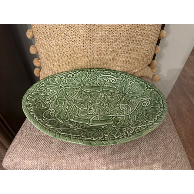 Bordallo Pinheiro Portuguese Green Botanical Serving Platter 15” by 11” For Sale - Image 11 of 11