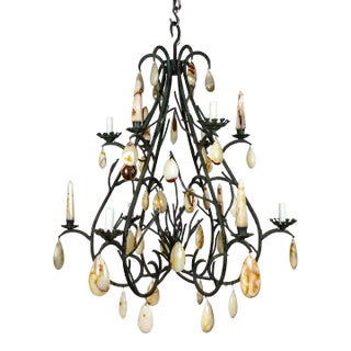 Late 20th Century Giant Forest Green Branch Chandelier With Onyx Crystals by Luciano Tempo For Sale