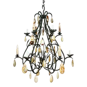 Late 20th Century Giant Forest Green Branch Chandelier With Onyx Crystals by Luciano Tempo