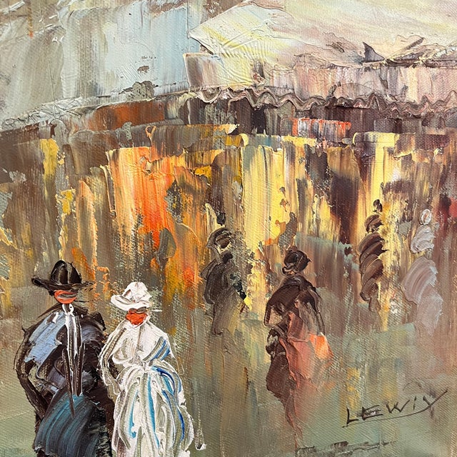 1960s European Cityscape Impressionist Oil Painting by Lewiy For Sale - Image 4 of 5