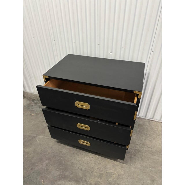 Black Campaign Style Painted Chest/Nightstand For Sale - Image 8 of 12
