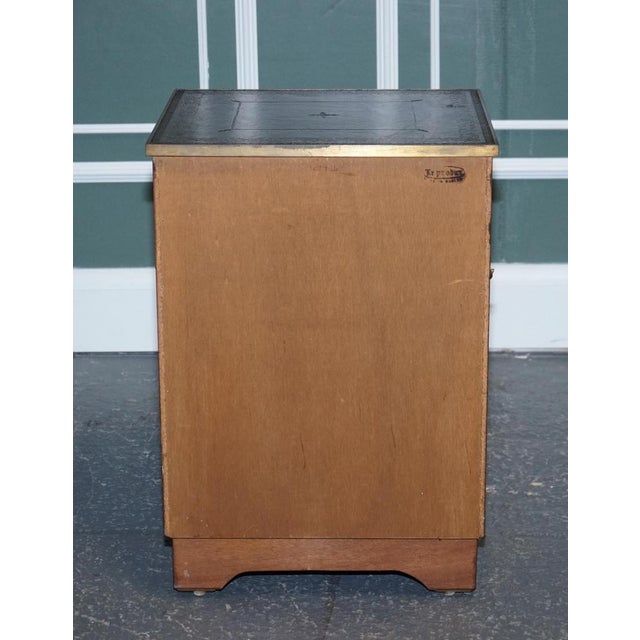 Military Campaign Yew Wood Bedside Table with Green Leather Top For Sale - Image 12 of 14