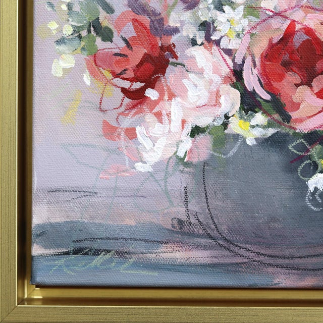 Wondering Rose - Framed Abstract Botanical Floral Still Life Art on Canvas Original Artwork by Kellie Newsome For Sale - Image 4 of 9