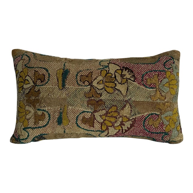 17th Century Italian Florentine Wool & Silk Botanical Tapestry Pillow For Sale
