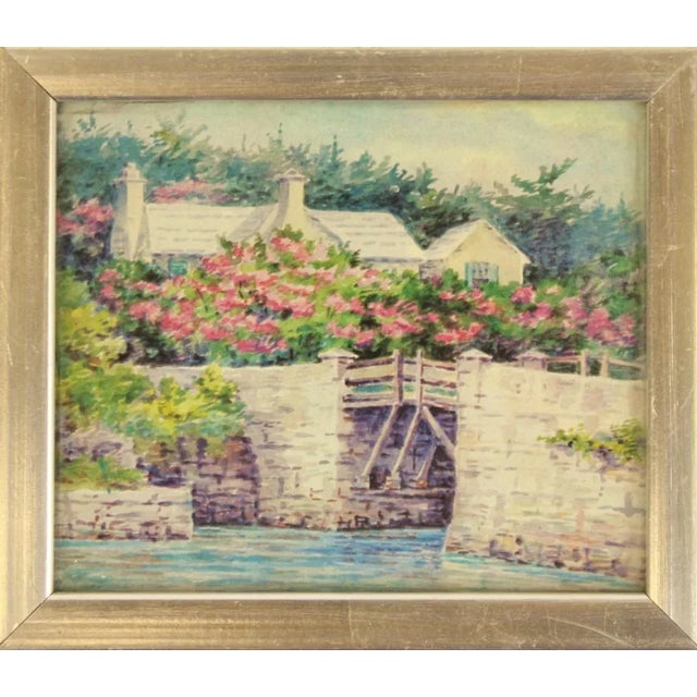 Mid 20th Century Silver Framed Bermuda Cottage Print For Sale