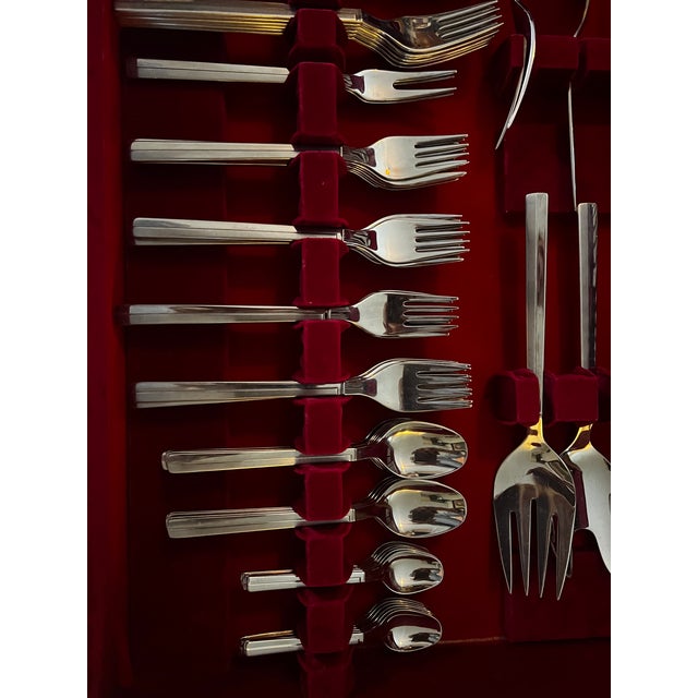 Modernist Stainless Steel Flatware Set in Wooden Cabinet, 1960s, Set of 130 For Sale - Image 6 of 8