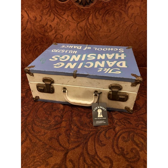 Folk Art Vintage 1940s Hand Painted Suitcase - Dancing Hansings School of Dance For Sale - Image 3 of 4