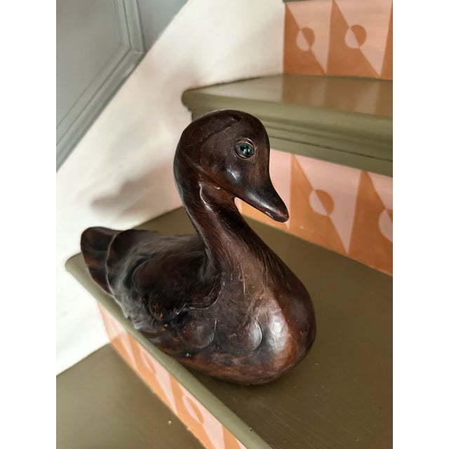 1900 - 1909 Early 1900s Hand Made Antique Leather Duck Decoy With Hand Cut Glass Eyes For Sale - Image 5 of 8