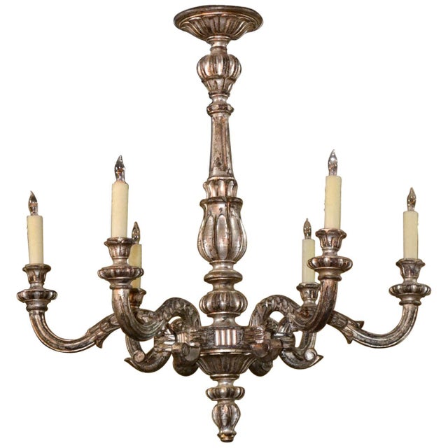 Silver Italian Carved and Silver Gilt Chandelier For Sale - Image 8 of 8