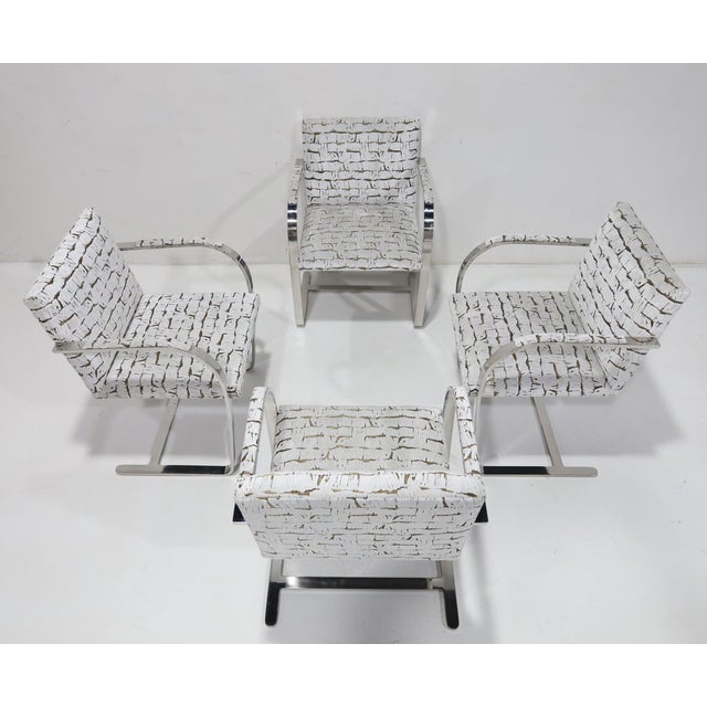 Metal Mies Van Der Rohe for Knoll Brno Chairs in Velvet For Sale - Image 7 of 11