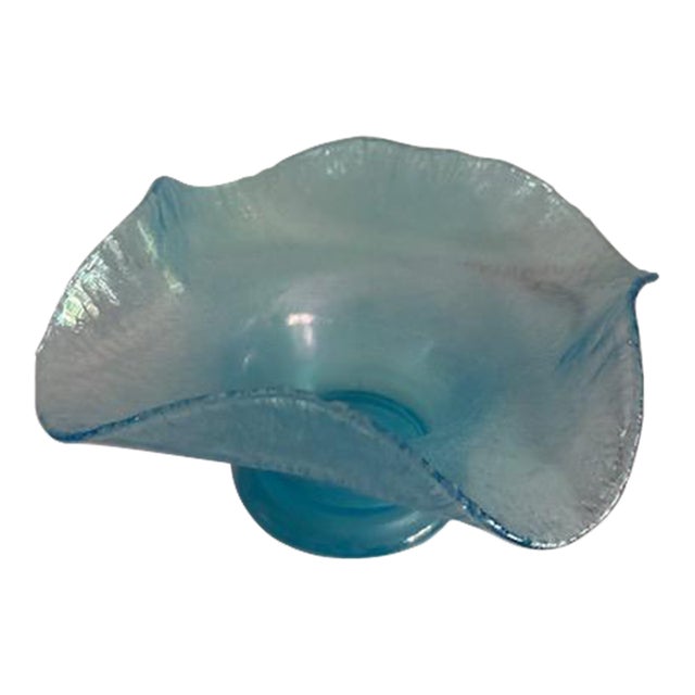 Vintage Mid-Century Blue Iridescent Art Glass Bowl For Sale