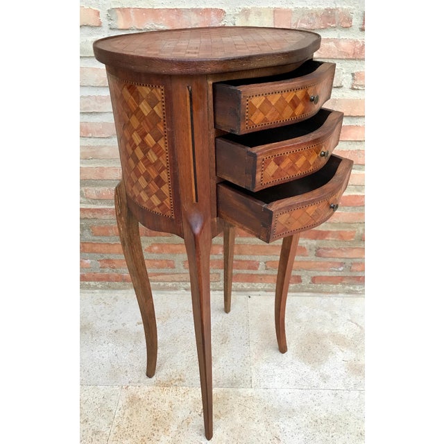Pair of French Louis XV Style Nightstands with Three Drawers, 1940s For Sale - Image 6 of 15