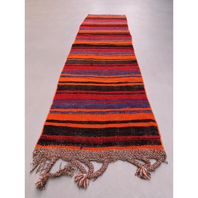 Textile Turkish Narrow Kilim Runner Rug For Sale - Image 7 of 7