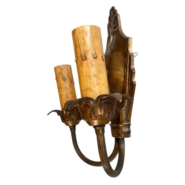 1930s Bronze Art Deco Wall Sconces - a Pair For Sale - Image 4 of 6