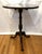 Circular tilt-top side table. Tripod base with ball and claw feet. Circa 1890. Mahogany wood inlaid with satinwood. Shell...