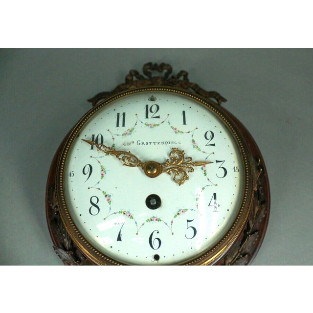 Brown Antique French Louis XVI Style Wall Clock For Sale - Image 8 of 10