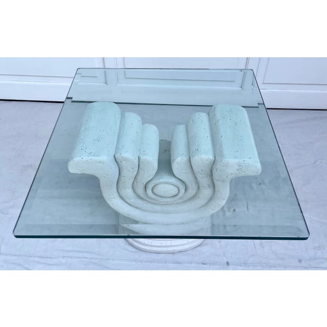 1980s Modern Sculptural Plaster and Glass Side Table For Sale In Los Angeles - Image 6 of 11