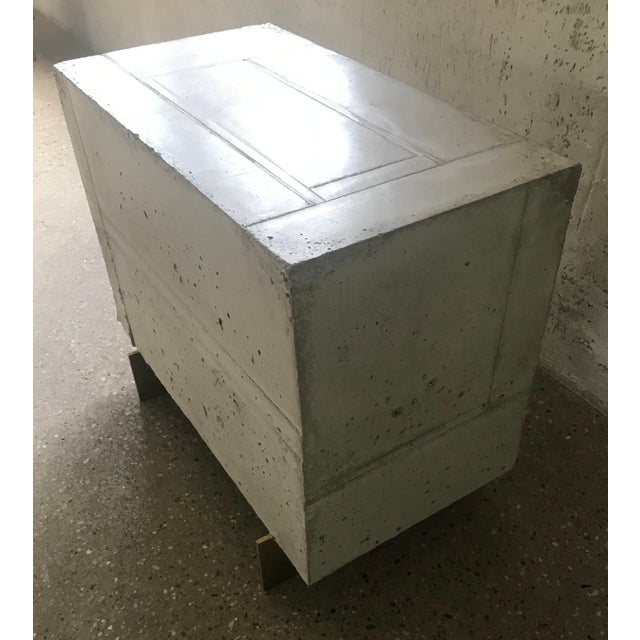 2020s 21 Century Brutalist Concrete Block Side Table with Brass Feet by E Slayton For Sale - Image 5 of 9