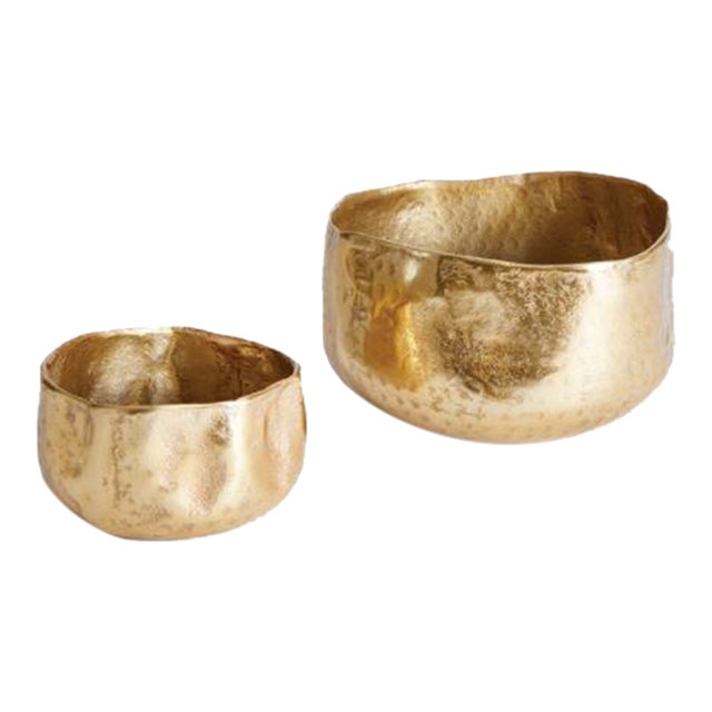 Amelia Gold Aluminum Cachepots, Set Of 2 For Sale